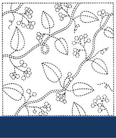 Sashiko Pre-printed Sampler - # 213 Leaves & Berries - Navy