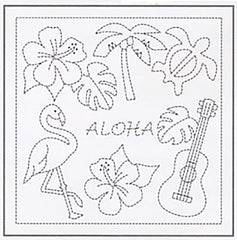 Sashiko Pre-printed Sampler - Sashiko Hawaii - Aloha - # 1079 - White
