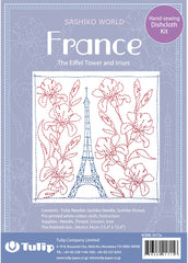 Sashiko World - FRANCE - Sampler Kit with Needle & Thread - Eiffel Tower & Irises