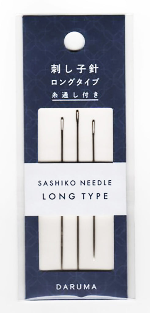 Notions - Daruma Sashiko Needles - LONG - 3 pack with Needle Threader