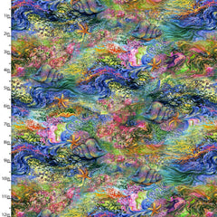 SALE - Tropical - 3 Wishes - Call of the Sea - Sea Shells, Starfish, Colorful Coral Reef - 17993-Multi - SAVE 30% - By the Yard