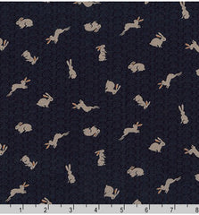 Japanese - Sevenberry Kasuri Collection - Tiny Bunnies & Waves - SB-88227D4-4 - Indigo