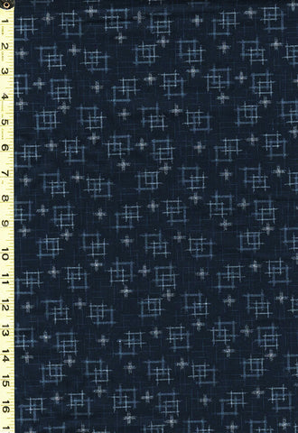 Japanese - Sevenberry Kasuri Collection - Floating Squares & Gray Crosses - SB-88229D1-4 - Navy