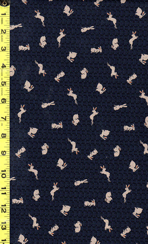 Japanese - Sevenberry Kasuri Collection - Tiny Bunnies & Waves - SB-88227D4-4 - Indigo
