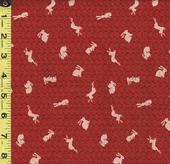 Japanese - Sevenberry Kasuri Collection - Tiny Bunnies & Waves - SB-88227D4-1 - Brick Red