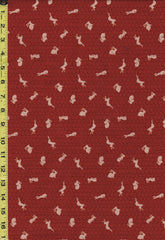 Japanese - Sevenberry Kasuri Collection - Tiny Bunnies & Waves - SB-88227D4-1 - Brick Red