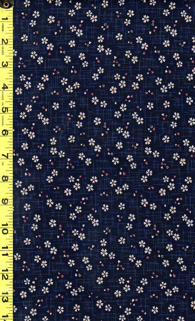 *Japanese Sevenberry - Kasuri Collection - Tiny Floating Cherry Blossoms with Pink Petals - SB-88227D2-6 - Indigo