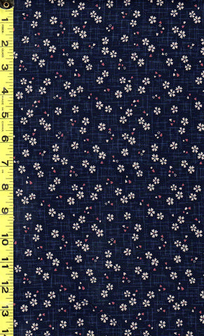 *Japanese Sevenberry - Kasuri Collection - Tiny Floating Cherry Blossoms with Pink Petals - SB-88227D2-6 - Indigo