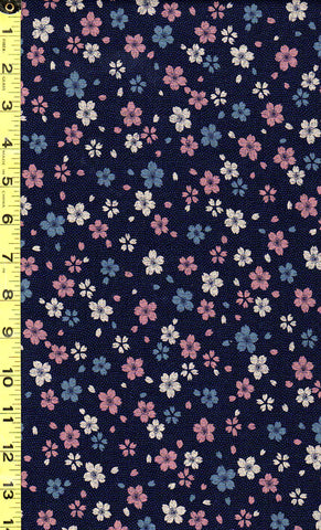 Japanese - Sevenberry Kasuri Collection - Pink & Blue Cherry Blossoms - SB-88218D1-5 - Indigo