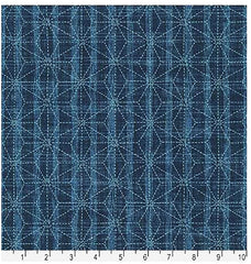 Japanese - Sevenberry Nara Homespun - Asanoha on Stripes - SB-88500D2-2 - Denim