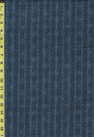 Japanese - Sevenberry Nara Homespun - Asanoha on Stripes - SB-88500D2-2 - Denim