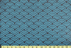 Japanese - Sevenberry Seigaiha Waves - Haori Shantung Dobby Weave - 850108-D2-5-Teal & Navy