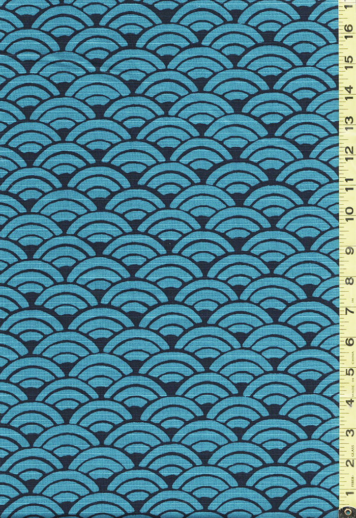Japanese - Sevenberry Seigaiha Waves - Haori Shantung Dobby Weave - 850108-D2-5-Teal & Navy