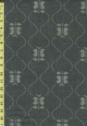 429 - Japanese Silk - Abstract Butterfly & Wavey Lines - Gray