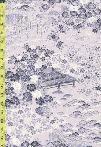 966 - Japanese Silk - Japanese Floral Courtyard - Soft Purple