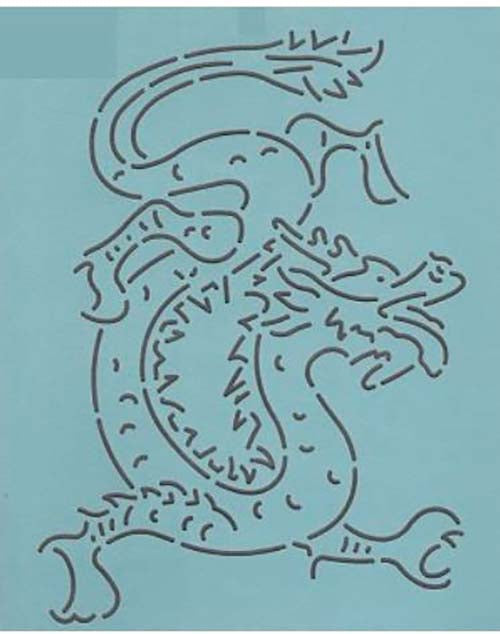 Sashiko Stencil - SCL-547-08 - Chinese Dragon (Facing Right) - 8"