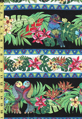 Tropical - Tropical Flair - Tropical Bird & Floral Stripe - 77657-914 - Last 1 1/2 yards