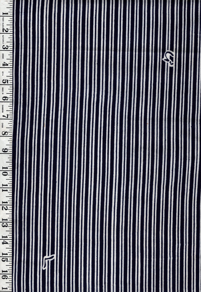 Yukata Fabric - 742 - Stripe with Floating Characters - Indigo & White