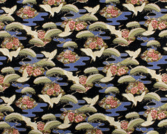 Asian - Cranes, Pines & Peony Floral Clouds - TP-501-215 - Black - ON SALE - SAVE 20%