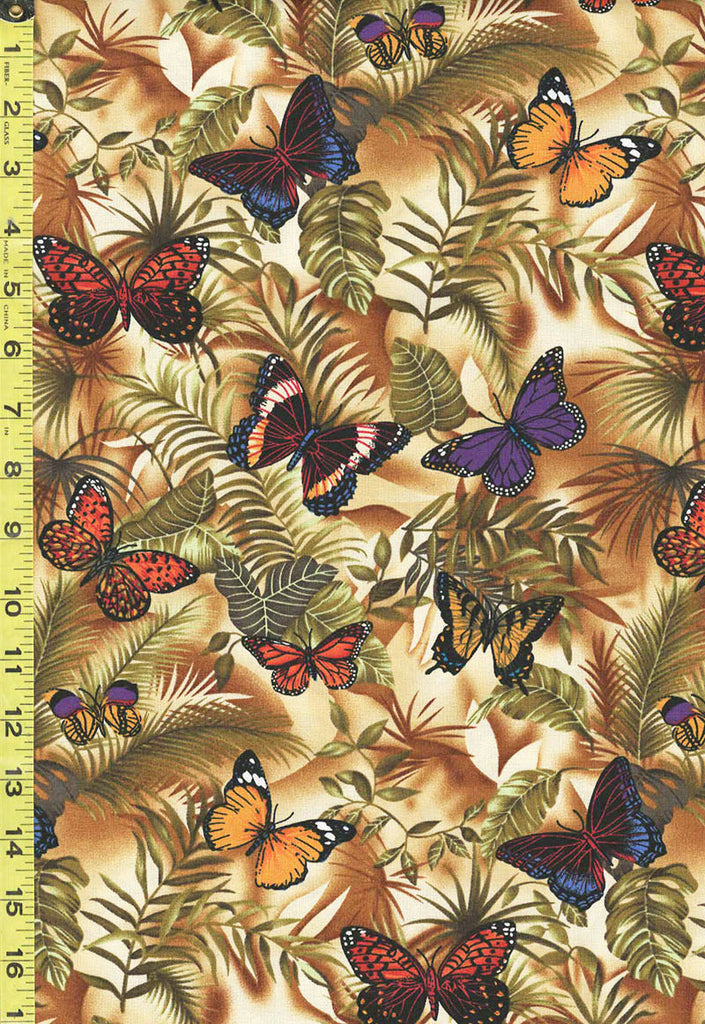 *Tropical - Butterfly Jungle - C3518 - Tan - ON SALE - Save 30% - By the Yard