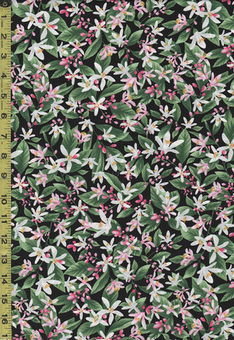Floral Fabric - Timeless Treasures - Tropical Fruit Flower - C7483 - Black - ON SALE - SAVE 20% - By the Yard