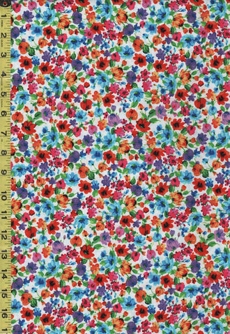 *Floral - Vibrant Multi-Color Florals - Tiny to Small Size - 1866-4193 - White - ON SALE - SAVE 20%
