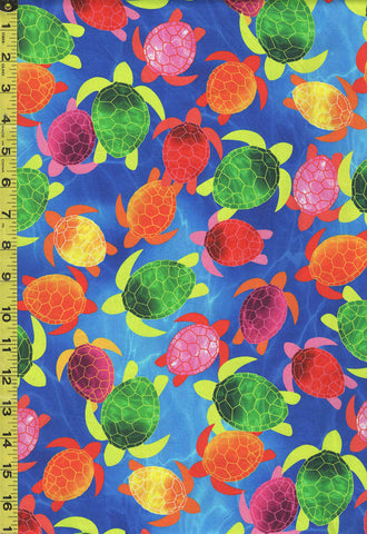 *Tropical - Tropical Breeze - Colorful Swimming Turtles - 09722-55 - Blue