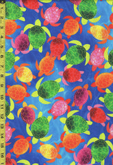 *Tropical - Tropical Breeze - Colorful Swimming Turtles - 09722-55 - Blue - Last 1 Yard Piece 1