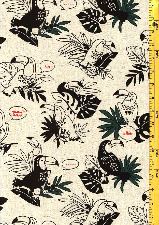 Japanese Novelty - Cosmo Toucans - Cotton - Linen - Natural