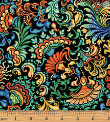 *Tropical - ATLANTIS Mythical Mermaids - Marina Stylized Floral - 13390-99 - Orange-Multi-Colors