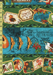 Tropical - Tropical Travelogue Stripe - ON SALE - SAVE 30%