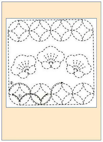 Sashiko Pre-printed Sampler - # 0679 Ume & Maru-Shippo - Beige - ON SALE