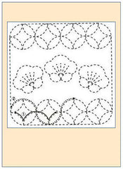 Sashiko Pre-printed Sampler - # 0679 Ume & Maru-Shippo - Beige - ON SALE