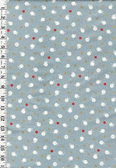 Quilt Gate - Usagi Collection - Tiny Floating Bunnies & Plum Blossoms - HR3420-11C - Soft Blue Gray