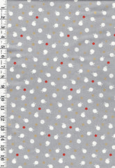 Quilt Gate - Usagi Collection - Tiny Floating Bunnies & Plum Blossoms - HR3420-11D - Gray
