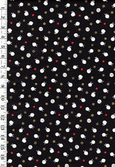 Quilt Gate - Usagi Collection - Tiny Floating Bunnies & Plum Blossoms - HR3420-11F - Black
