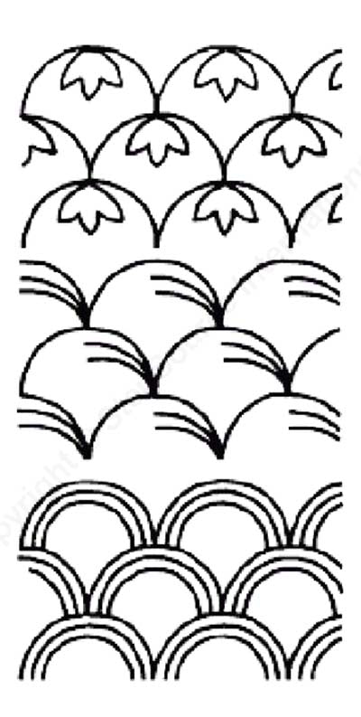Sashiko Stencil - W1008 - Clamshell Variations - 2"