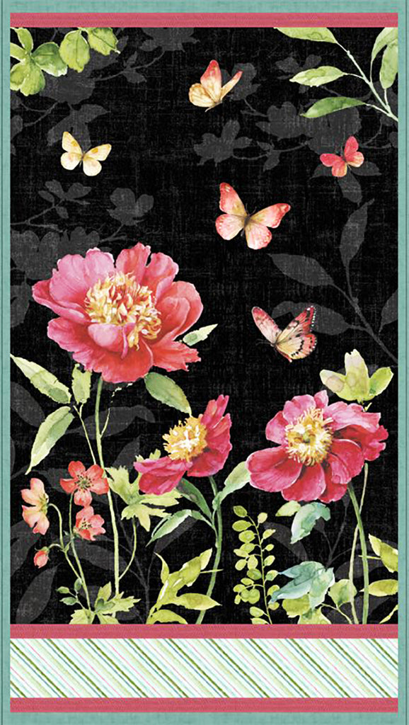 *Floral - Pink Garden & Butterfly Panel - WP-86468 - PANEL