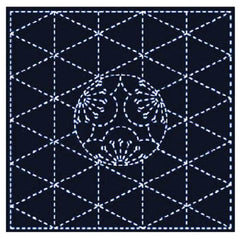 Sashiko Pre-printed Sampler - Yokota # 843S-206 - Sashiko Ume Mon & Diamonds - Navy