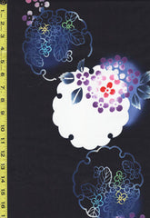 Yukata Fabric - 150 - Pretty Floral Medallions - Indigo