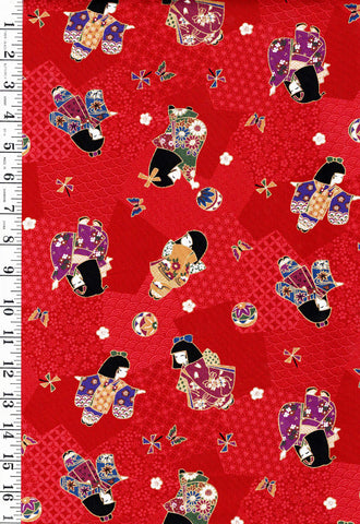 *Japanese Novelty - Yamaoka Girls in Kimono - Y-36500-11A - Red