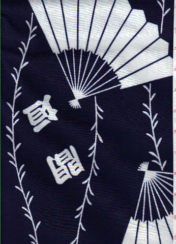 Yukata Fabric - 016 - Large Fans & Floating Kanji