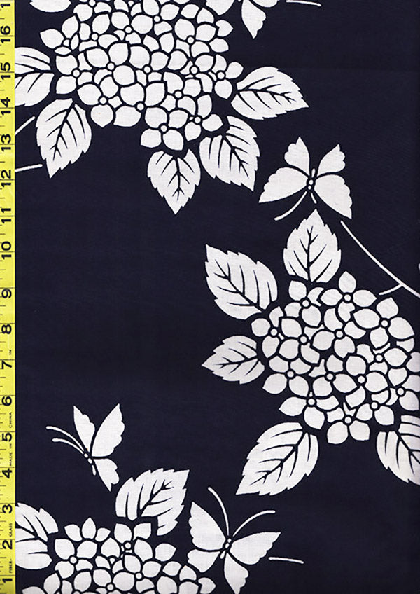 Yukata Fabric - 047 - Hydrangeas & Butterflies