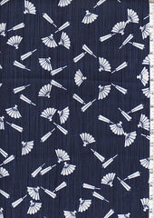 Yukata Fabric - 081 - Small Floating Fans - Navy