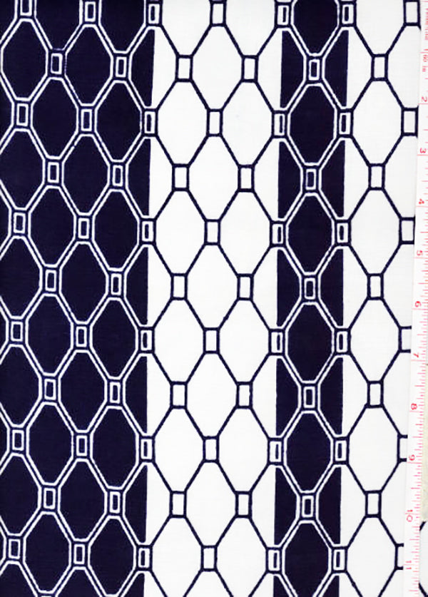 Yukata Fabric - 089 - Honeycomb Columns - Indigo & White