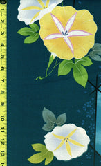 Yukata Fabric - 527 - Goldfish & Morning Glories - Prussian Blue