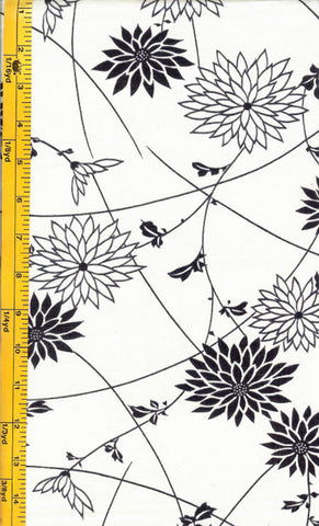 Yukata Fabric - 149 - Mums & Leafy Branches - White
