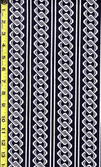 Yukata Fabric - 505- Interlocking Chain Columns - Dark Indigo (almost reads black)