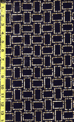 Yukata Fabric - 508 - Rectangles with Olive Green Frames - Dark Indigo
