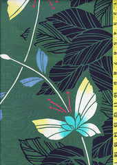 Yukata Fabric - 130 - Butterflies & Leaves - Green